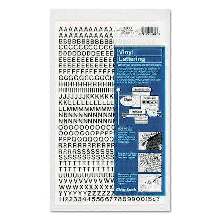 Chartpak Press-On Vinyl Letters and Numbers, Self Adhesive, Black, 1/4"h, 610PK CHA01000